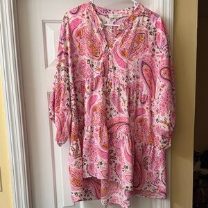 Umgee Vibrant Pink Paisley Blouse